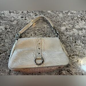 Chic Cream Crocodile-Embossed Shoulder Bag